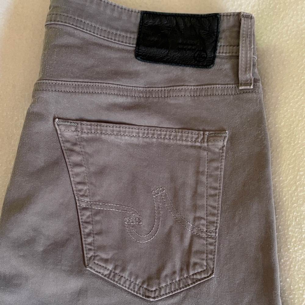 AG Adriano Goldschmied Slim Jeans in Light Gray with Black Patch